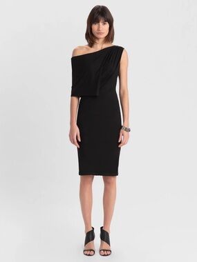 MARCELLA Magnolia Tencel Asymmetric Dress Black Size Medium NWT